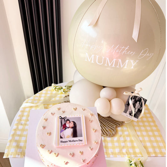 Mothers Day Personalised Polaroid Mini Cake & Balloon combo